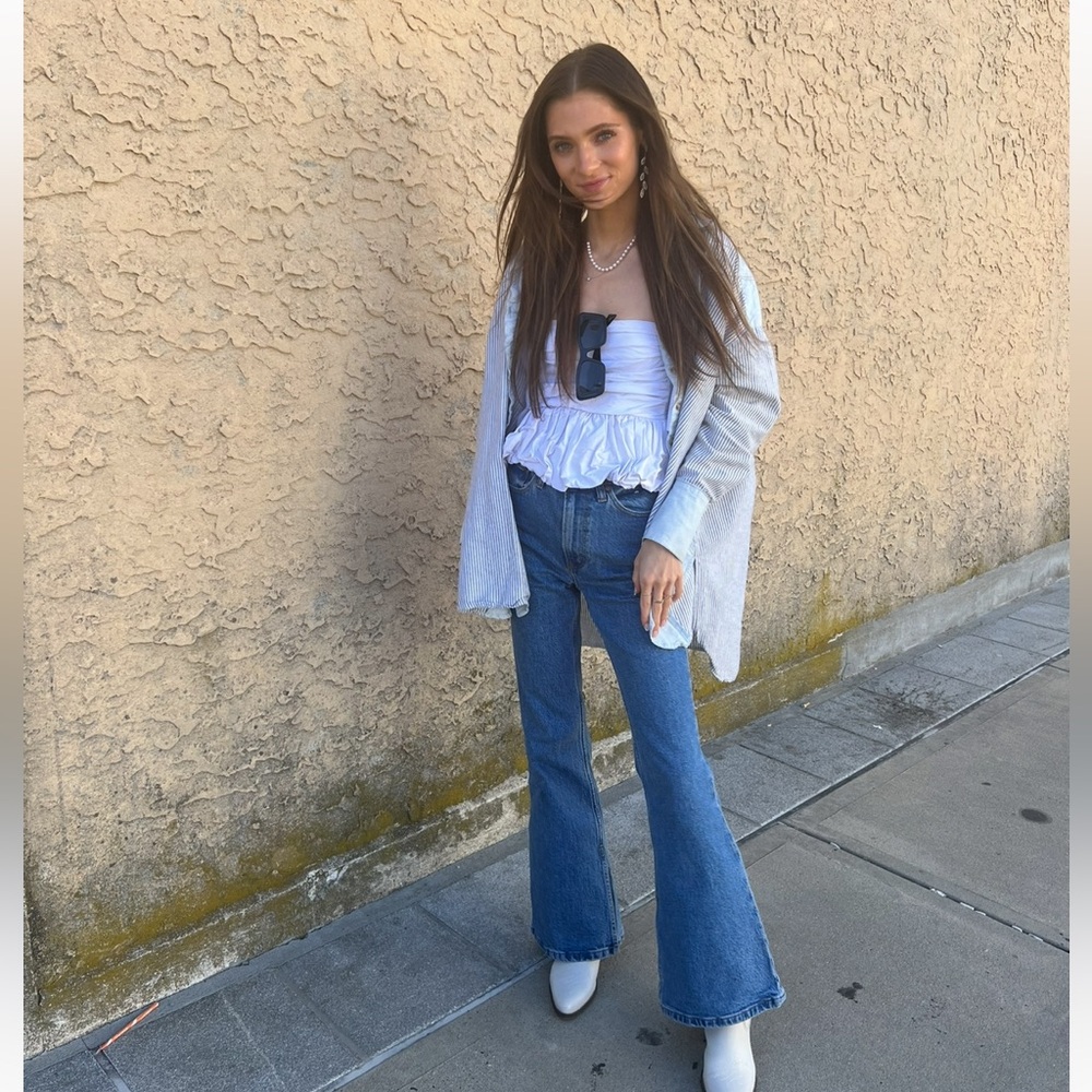 Abercrombie & Fitch Flare Wide-Leg Blue Denim Jeans